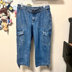Gloria Vanderbilt y2k Cargo Capri Denim Pants Size 8